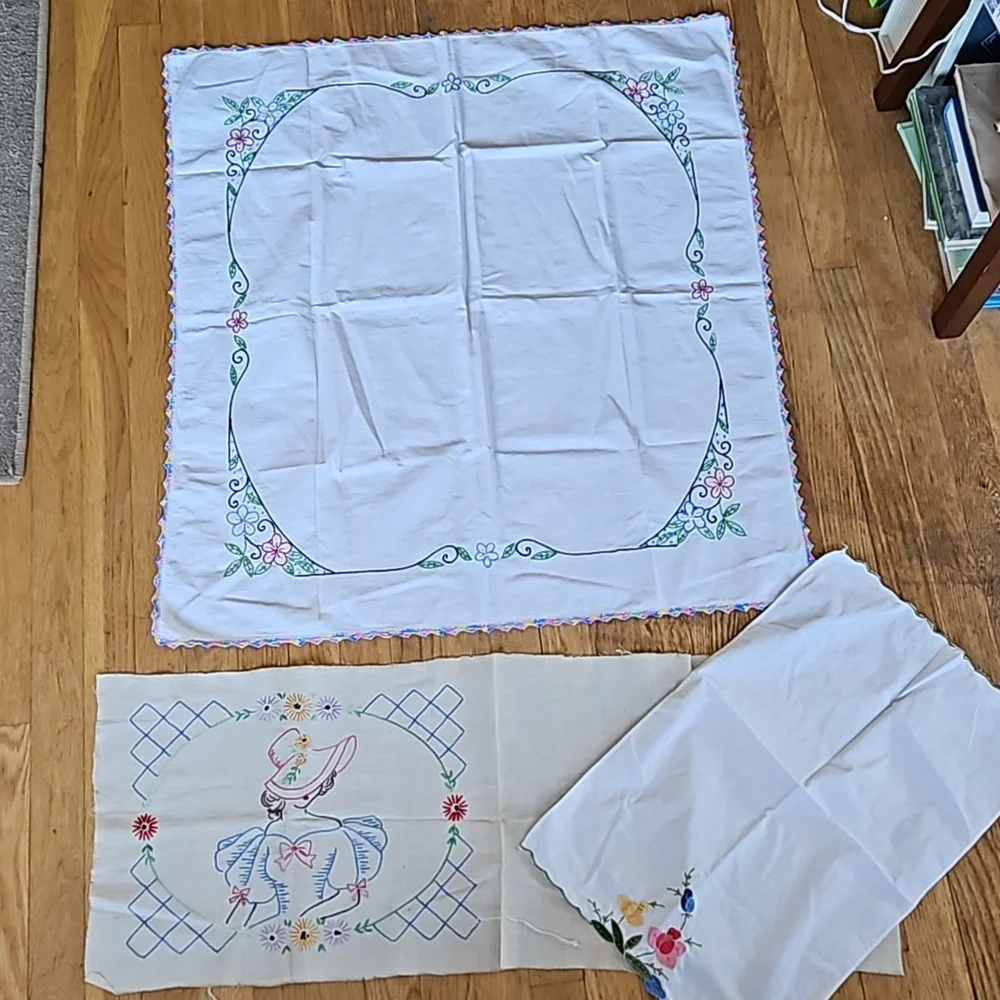 Vintage handmade applique linens